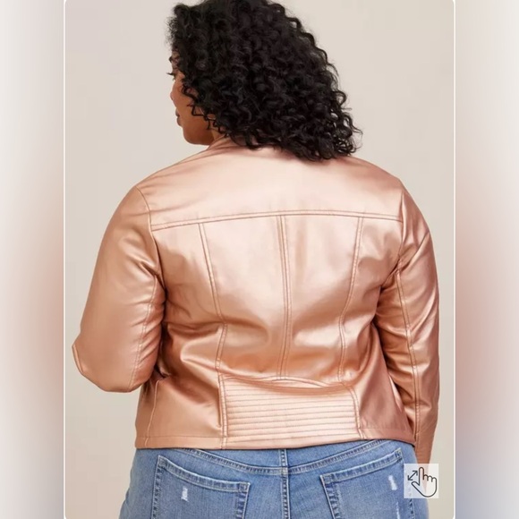 🆕 Torrid - Metallic Rose Gold Pleather Jacket - Picture 4 of 6